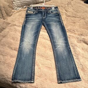 Rock Revival bootcut “freesia” Blue Denim Jeans bling butt size 26